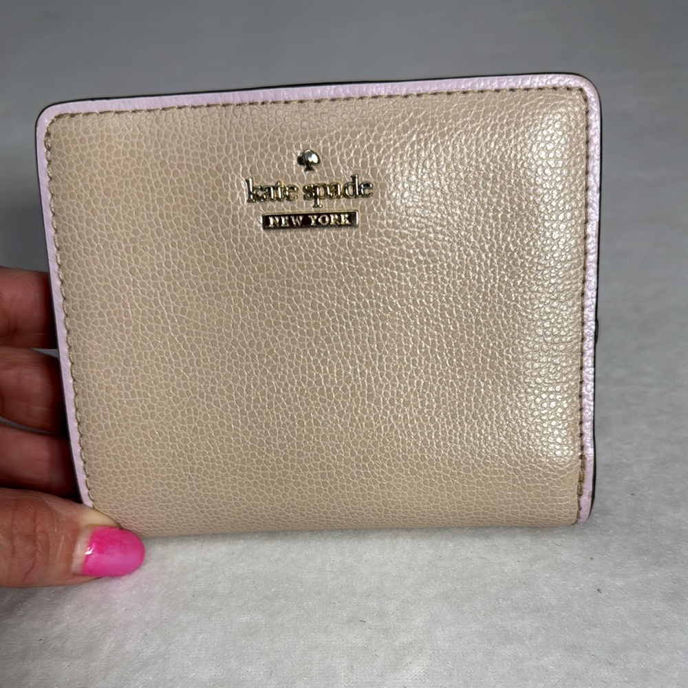 Kate Spade Cream and Pink Wallet Compact Design